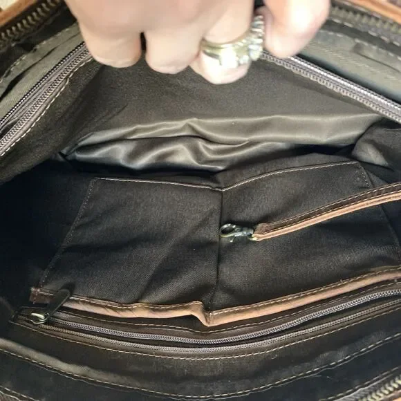 NEW MH 100% Genuine Leather Distressed Brown Large Tote Laptop Bag Purse - Picture 15 of 16